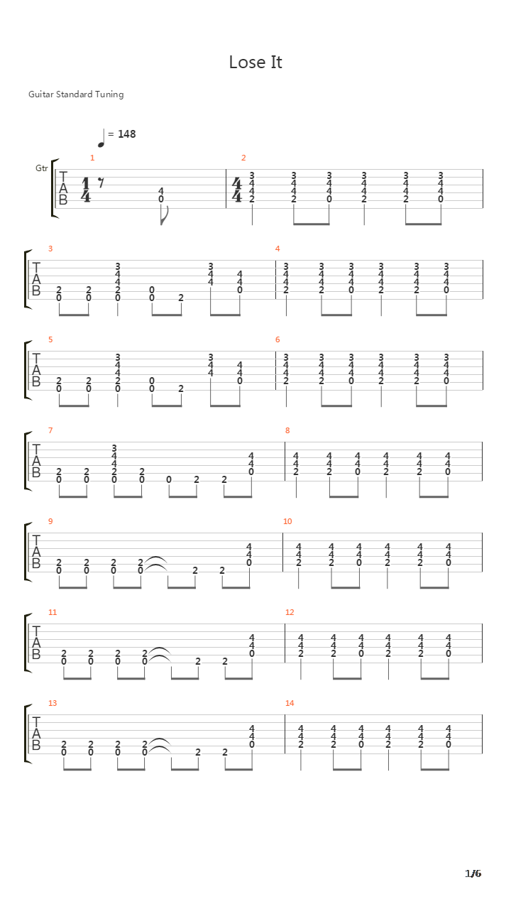 Lose It吉他谱