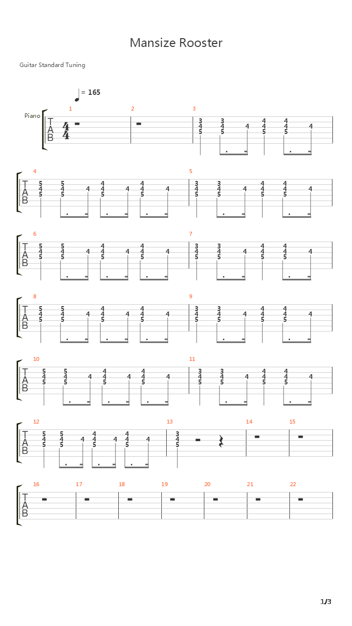 Mansize Rooster吉他谱
