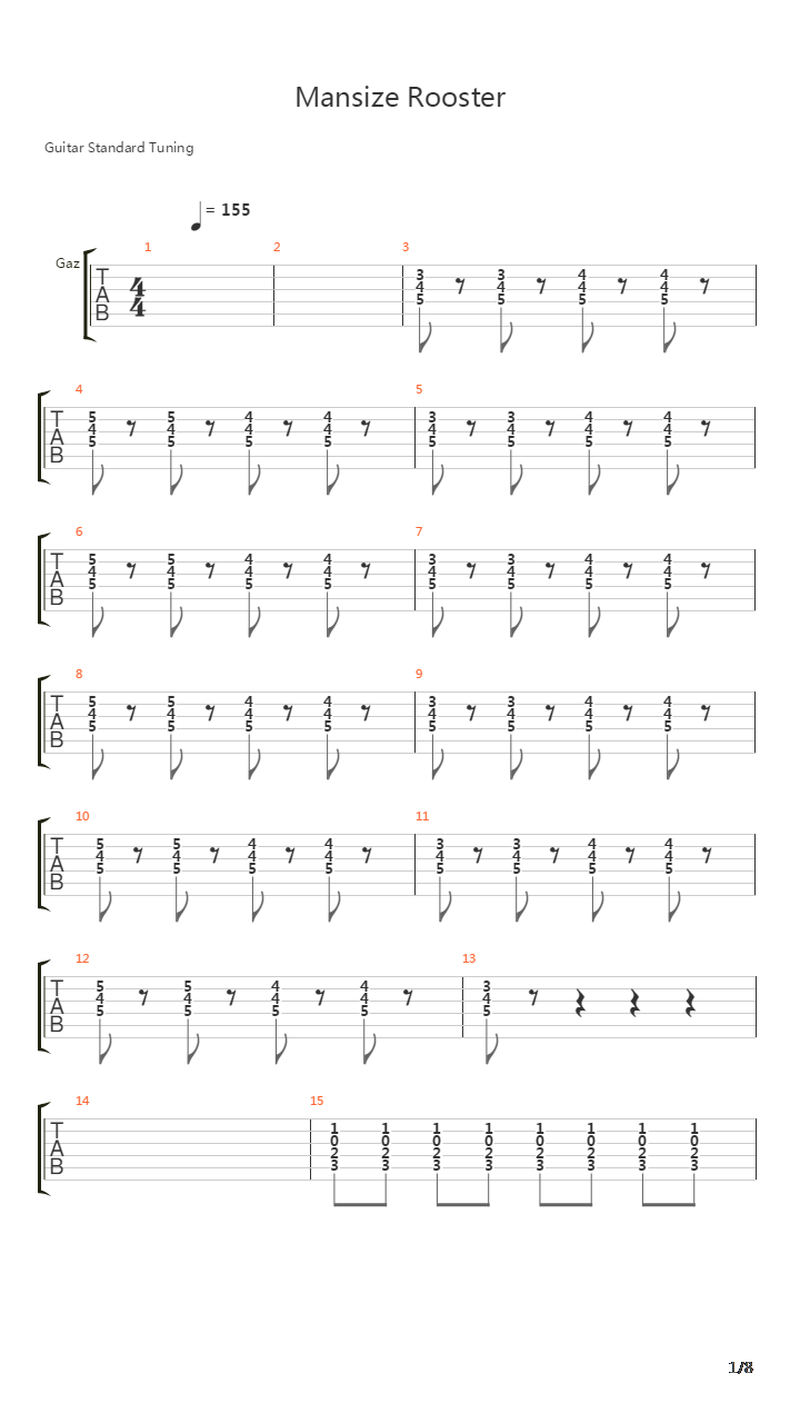 Mansize Rooster吉他谱