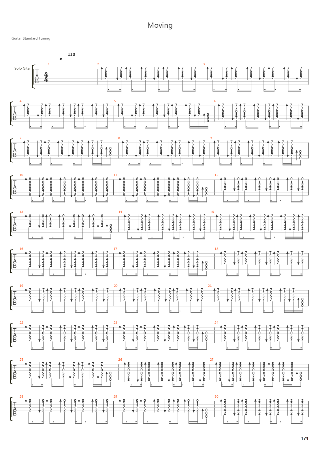 Moving吉他谱