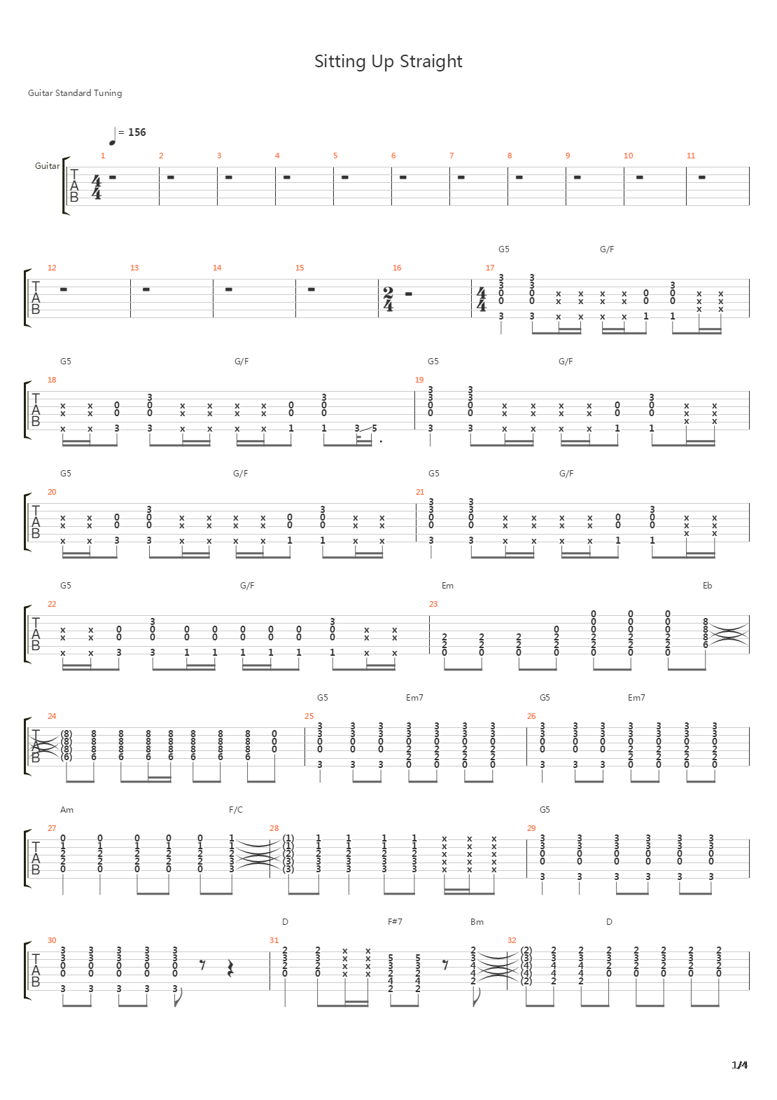 Sitting Up Straight吉他谱