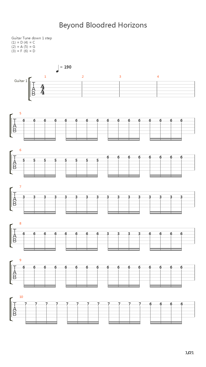 Beyond Bloodred Horizons吉他谱