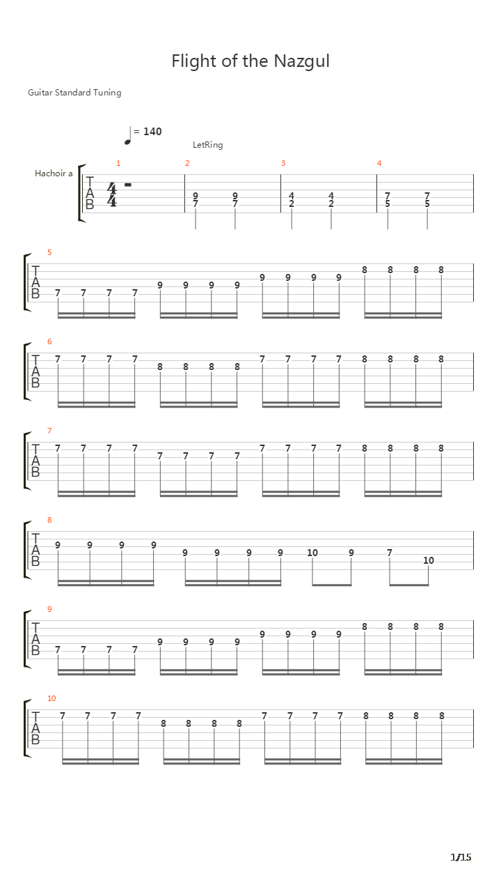 Flight Of The Nazgul吉他谱
