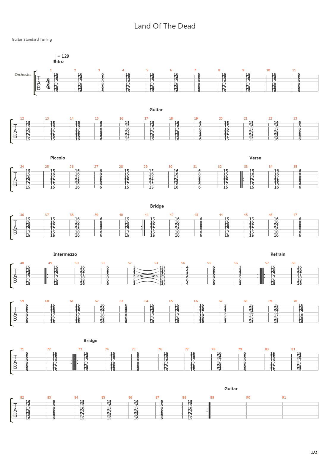 Land Of The Dead吉他谱