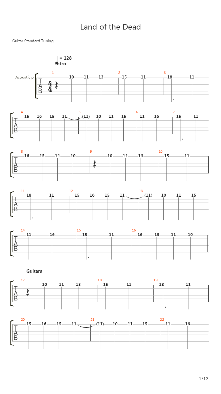 Land Of The Dead吉他谱