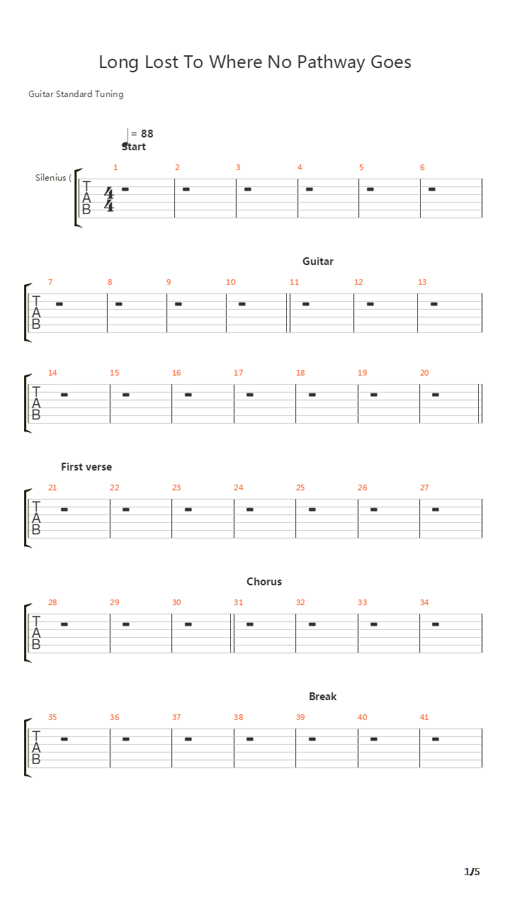 Long Lost To Where No Pathway Goes吉他谱