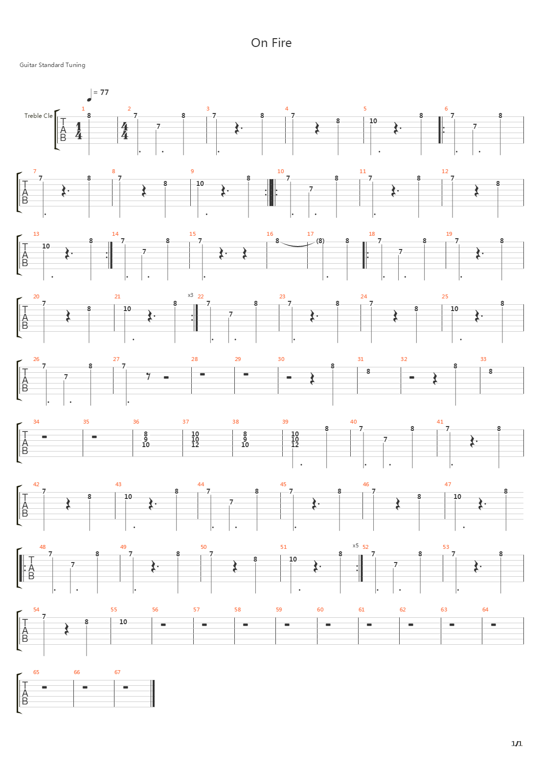 On Fire吉他谱