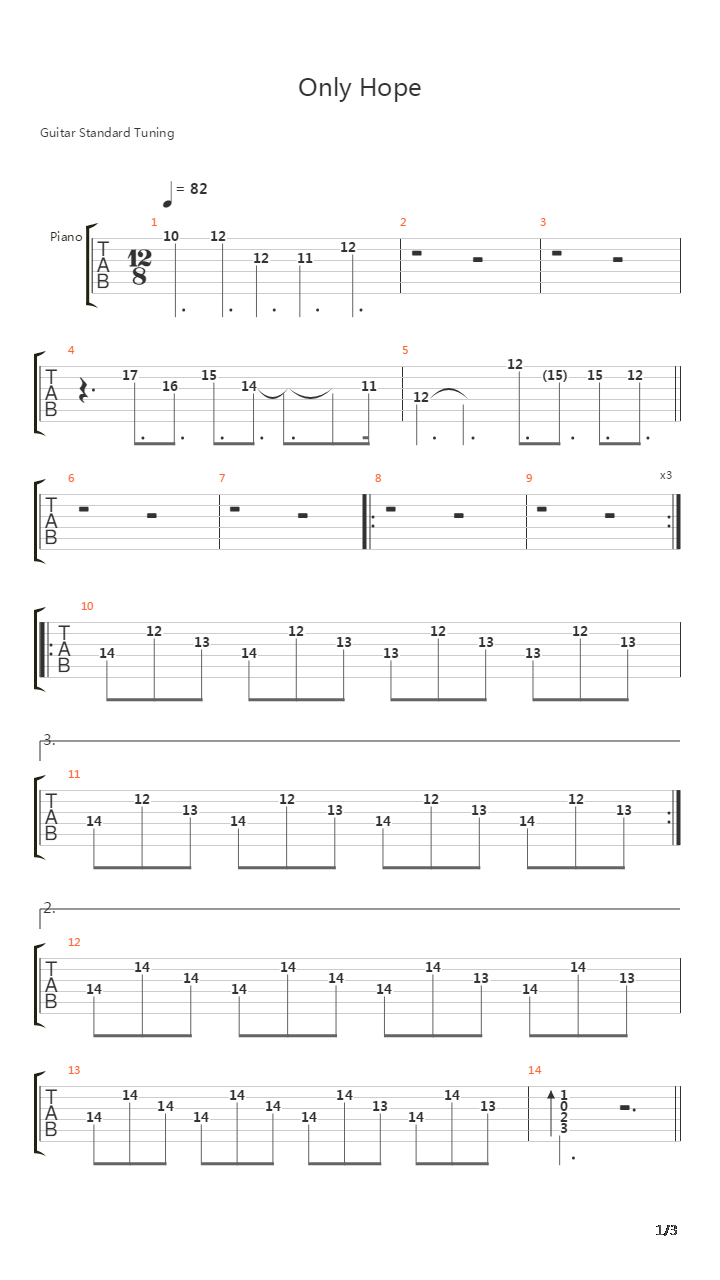 Only Hope吉他谱
