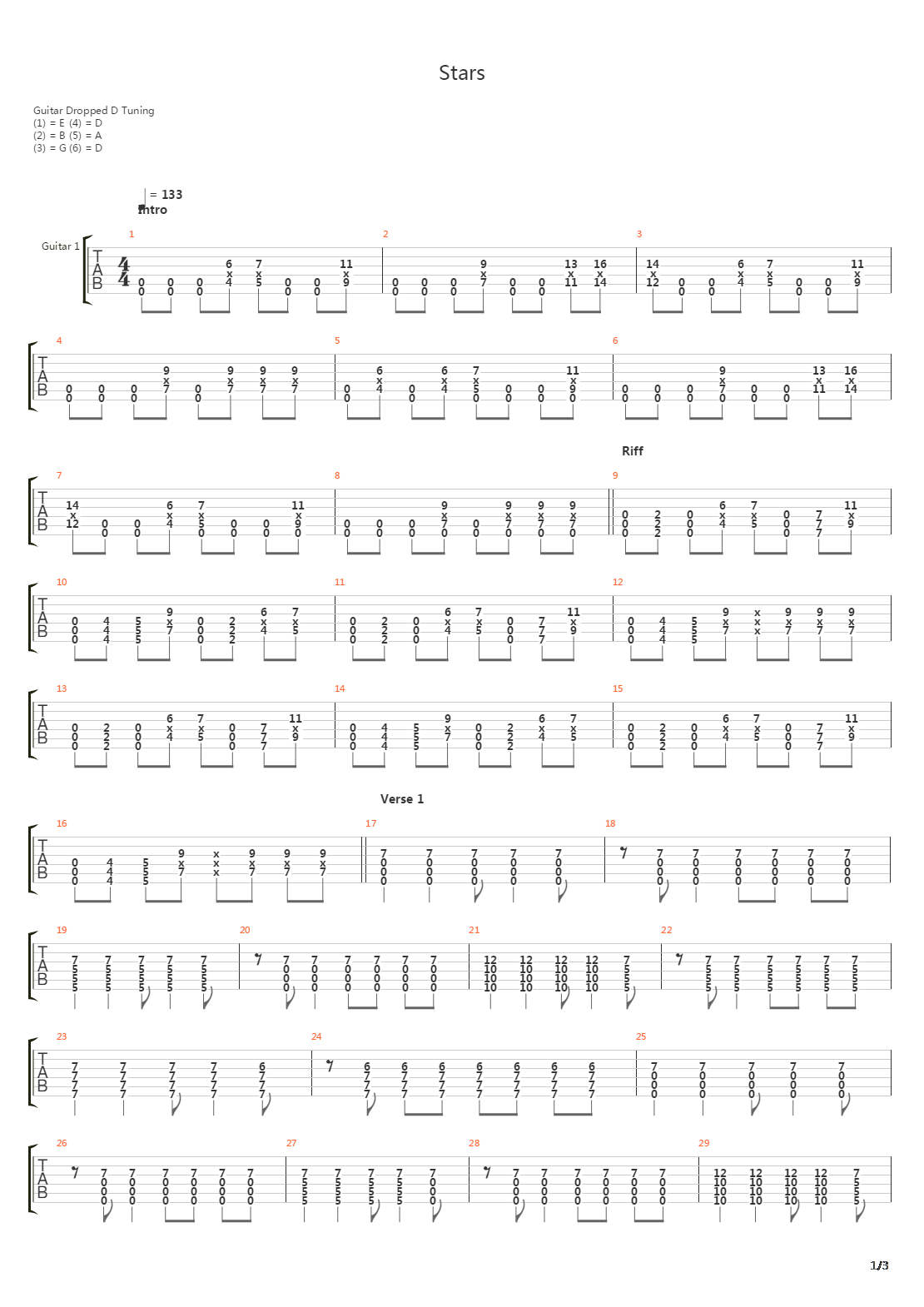 Stars吉他谱