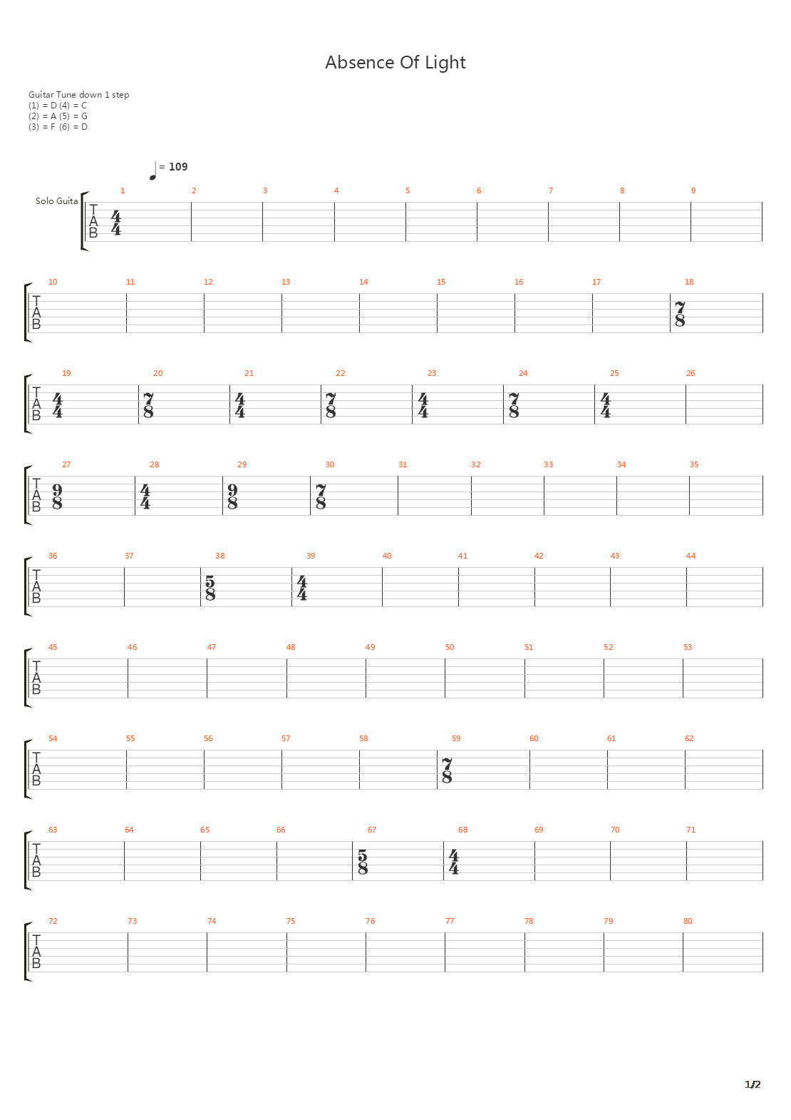 Absence Of Light吉他谱