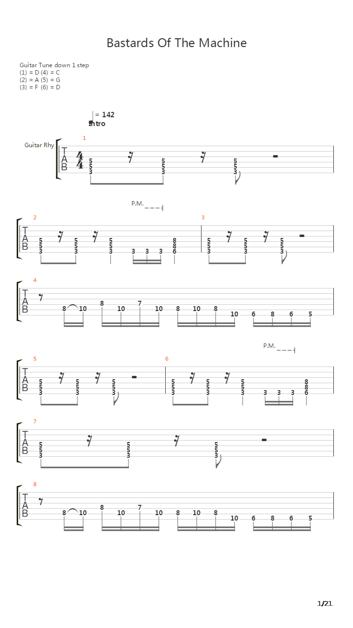 Bastards Of The Machine吉他谱