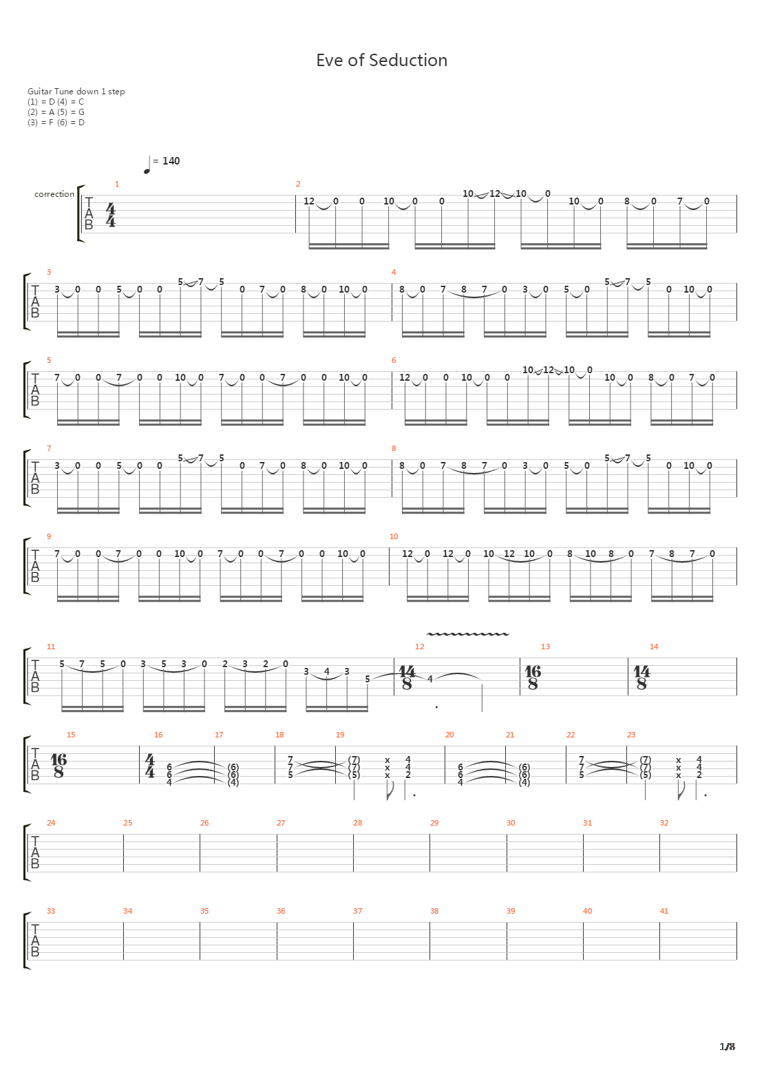 Eve Of Seduction吉他谱