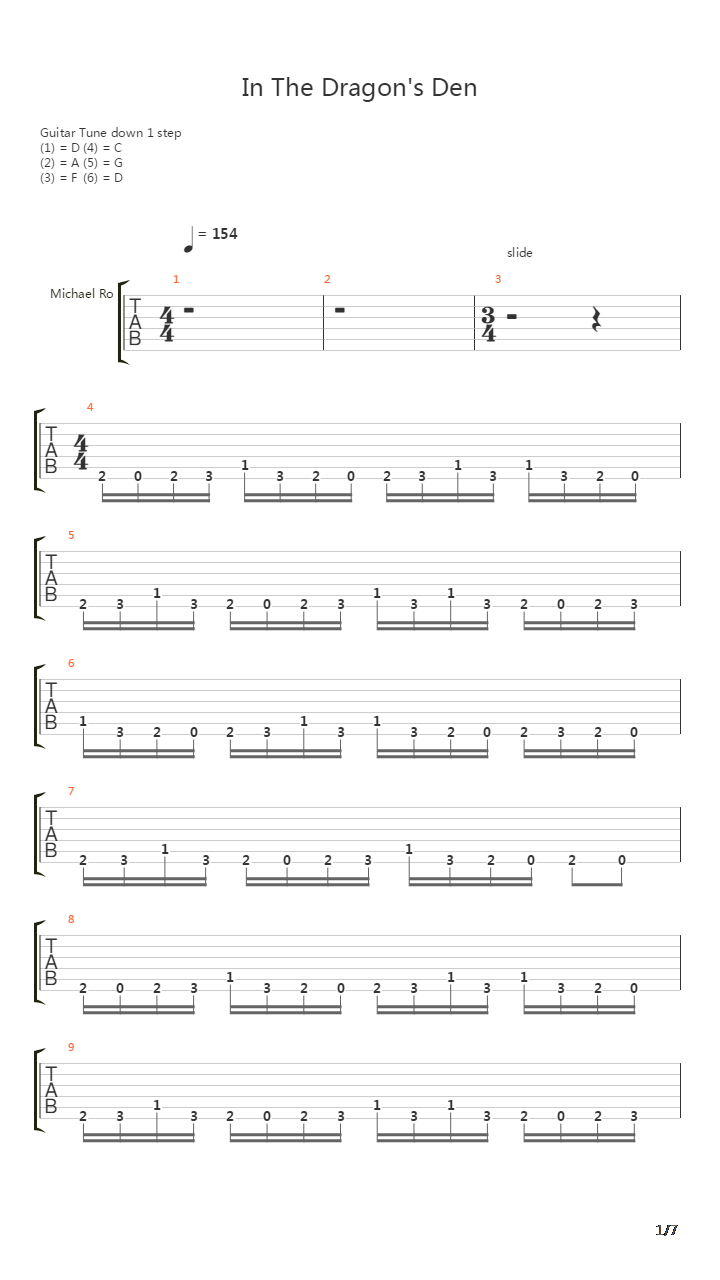 In The Dragons Den吉他谱