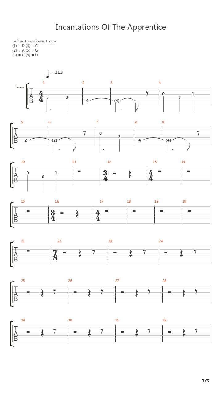 Incantations Of The Apprentice吉他谱