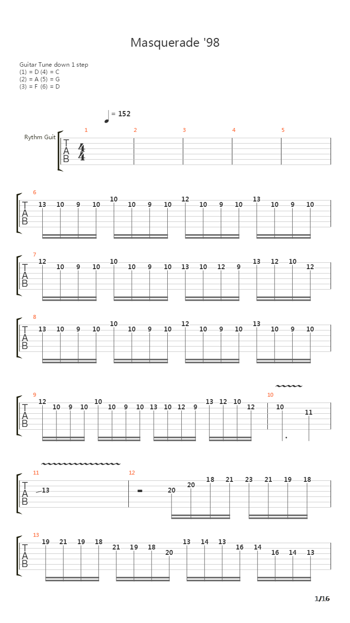 Masquerade 98吉他谱