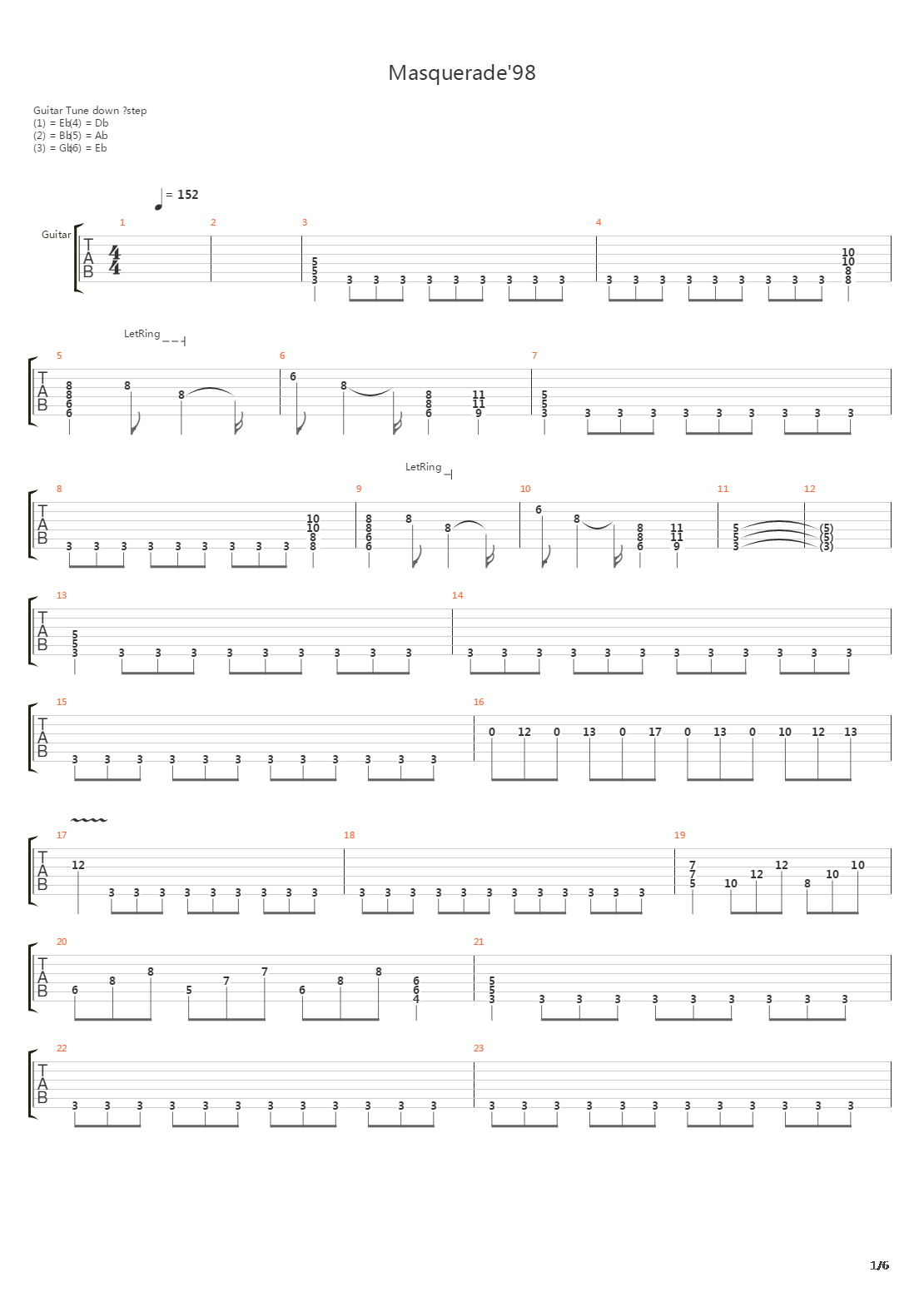 Masquerade 98吉他谱