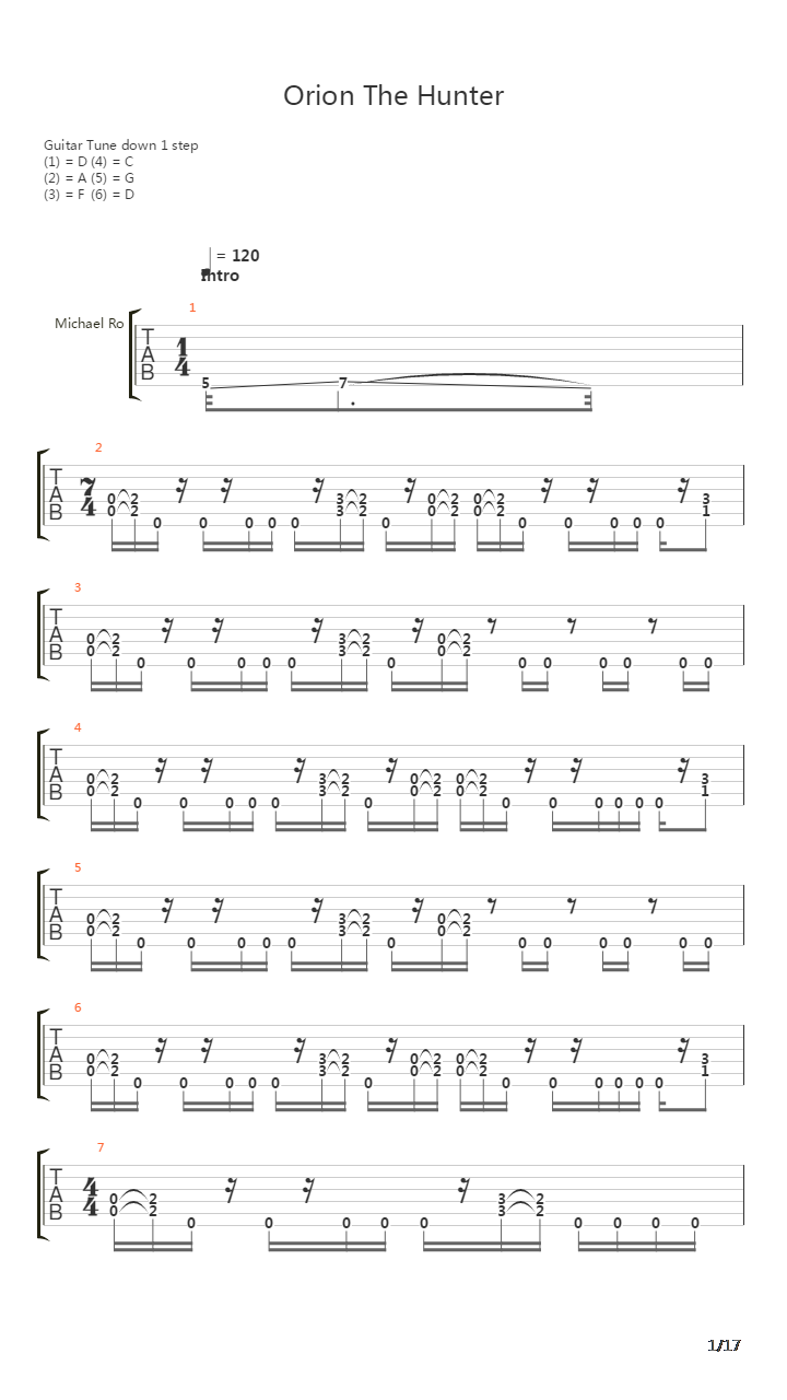 Orion The Hunter吉他谱