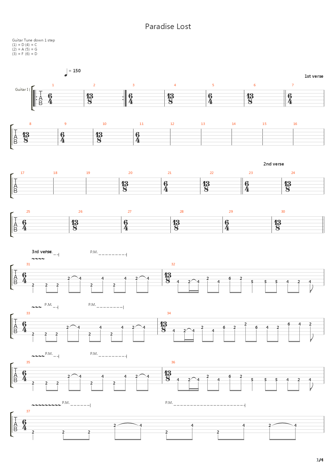 Paradise Lost吉他谱