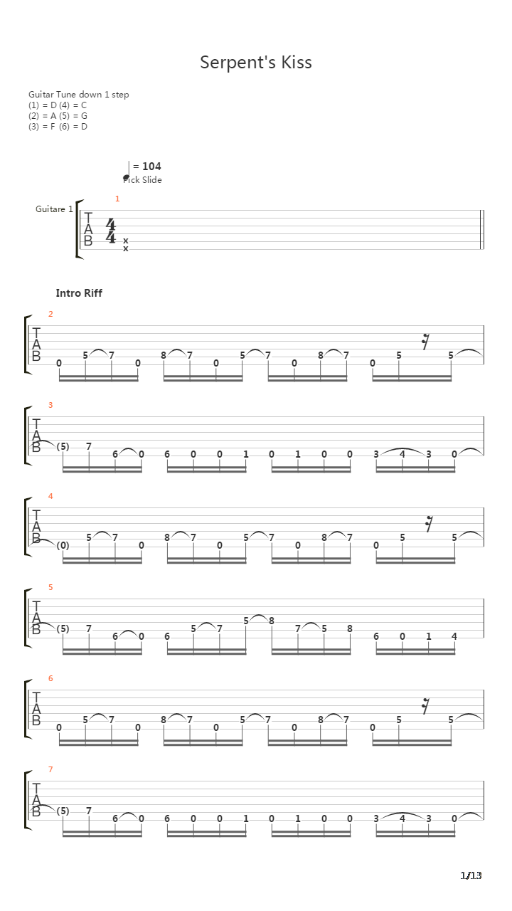 Serpents Kiss吉他谱