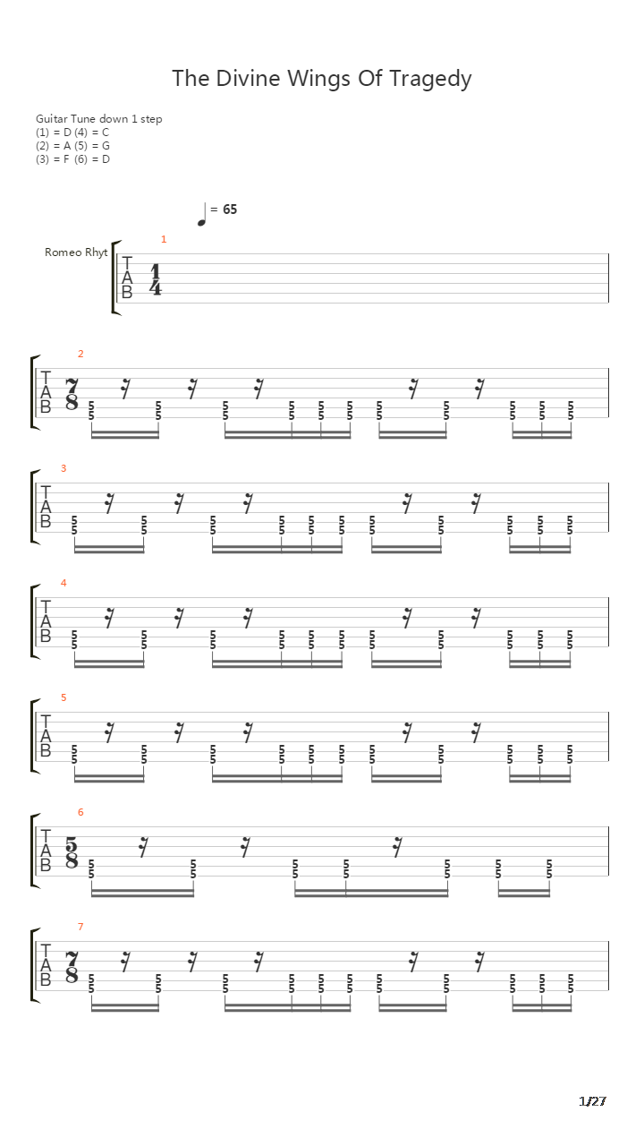 The Divine Wings Of Tragedy吉他谱