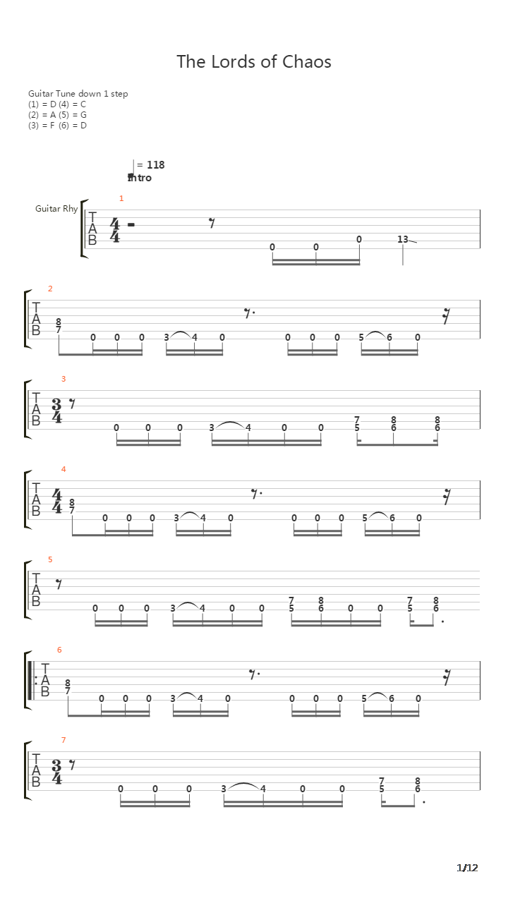 The Lords Of Chaos吉他谱