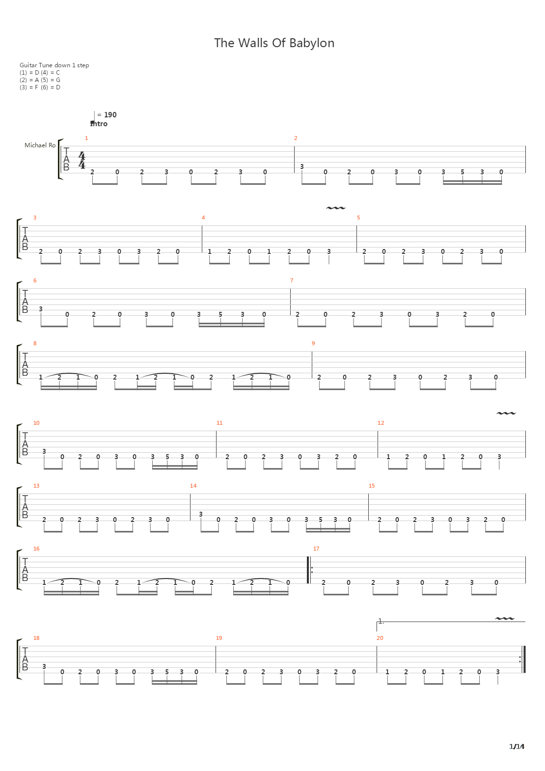 The Walls Of Babylon吉他谱