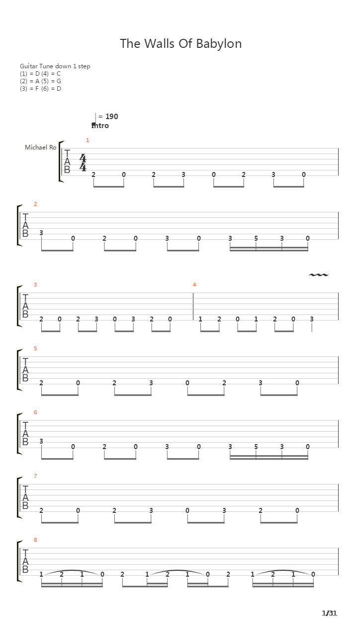 The Walls Of Babylon吉他谱