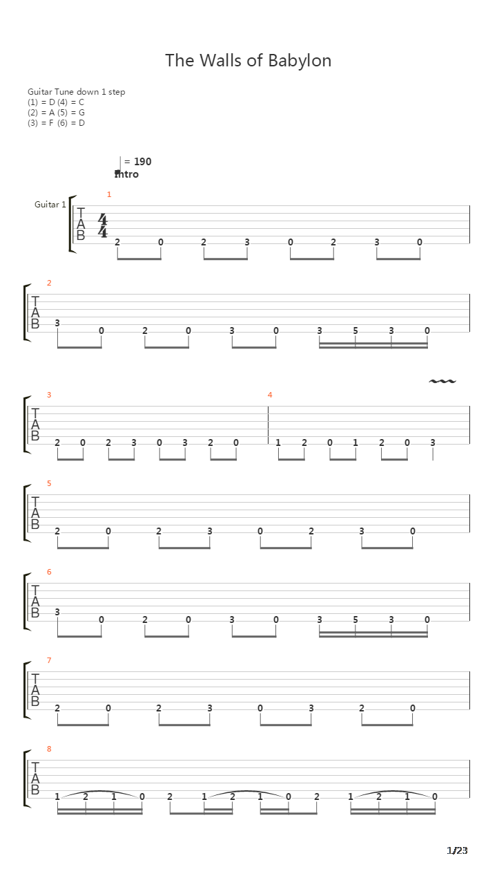 The Walls Of Babylon吉他谱