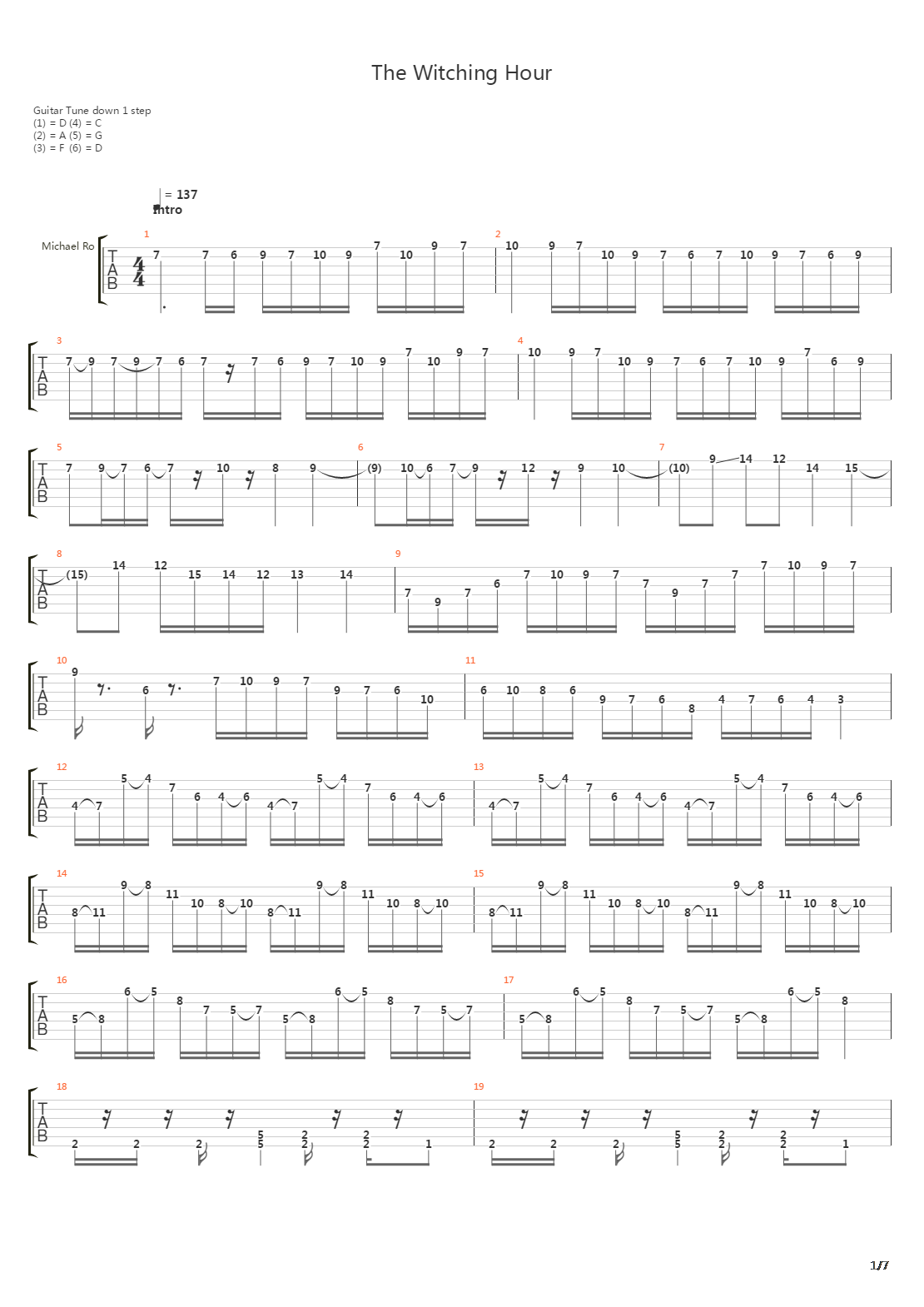 The Witching Hour吉他谱