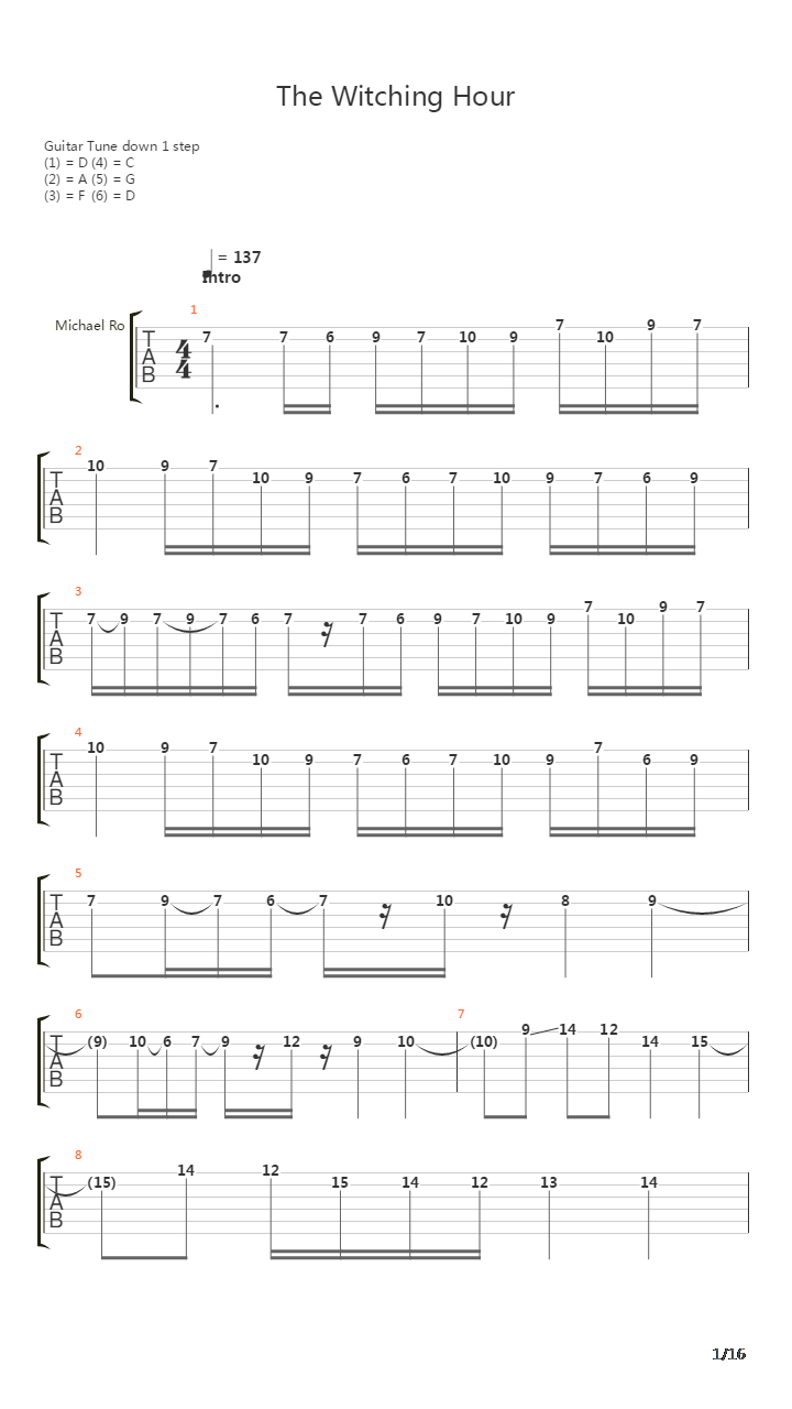 The Witching Hour吉他谱