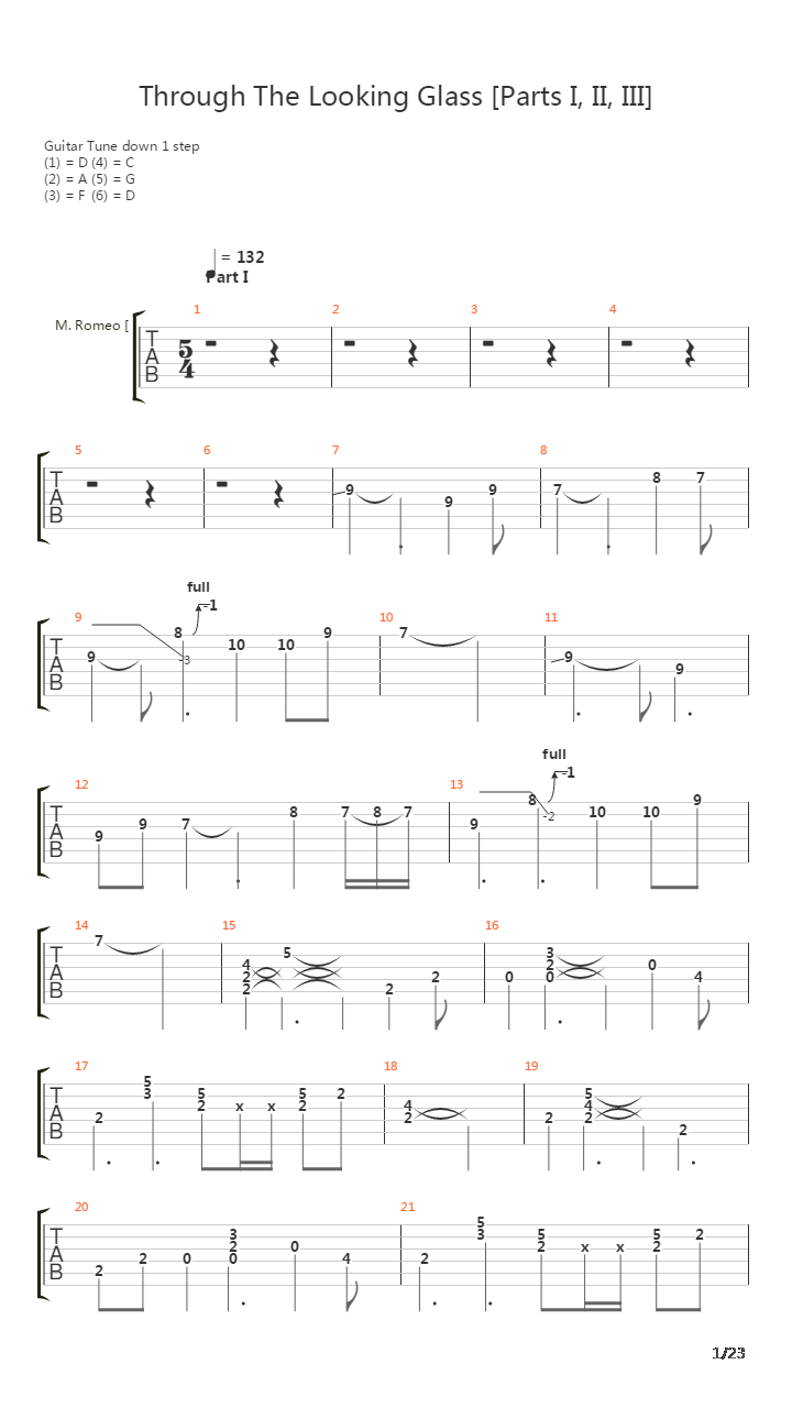 Through The Looking Glass Pts I Ii Iii吉他谱