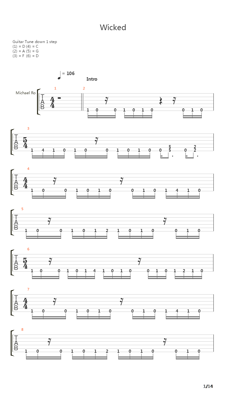 Wicked吉他谱