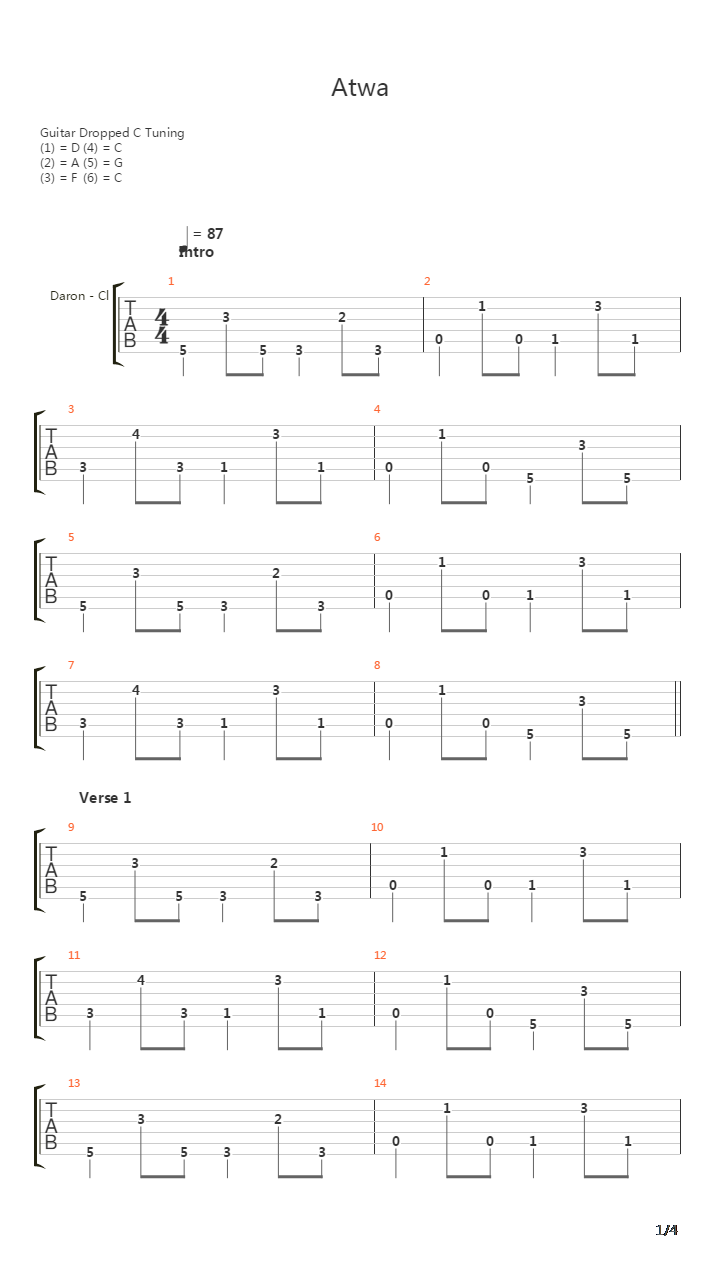 Atwa吉他谱