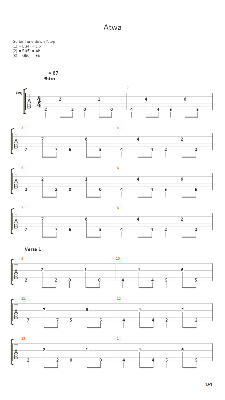 Atwa吉他谱