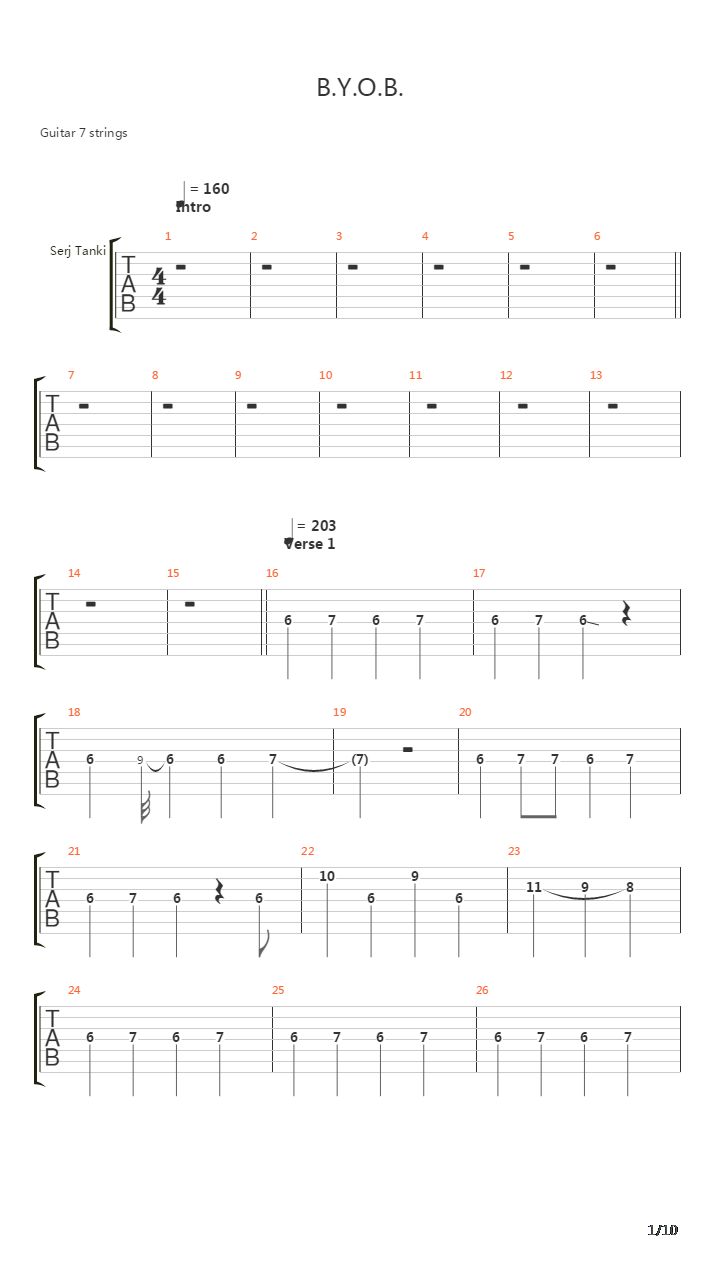 B.Y.O.B.吉他谱