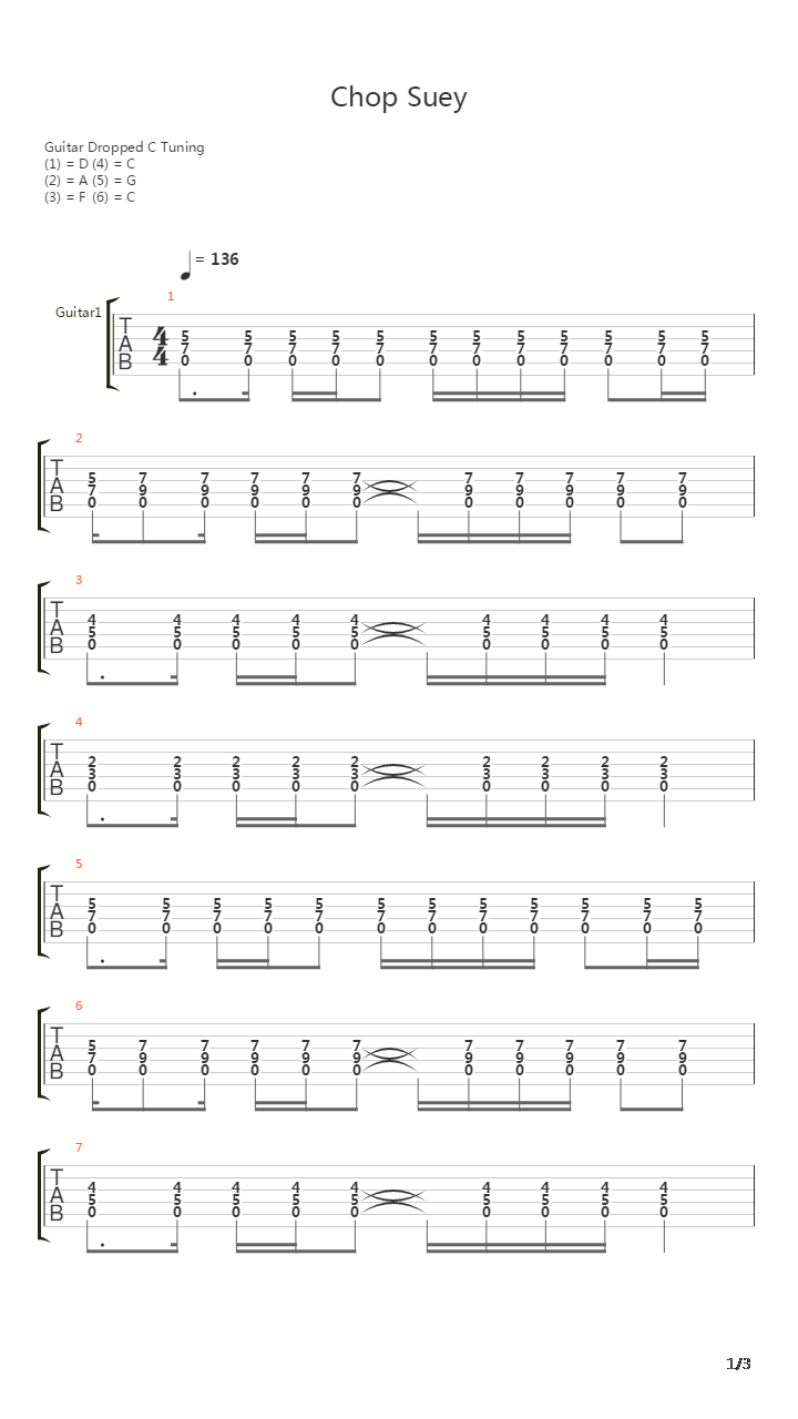 Chop Suey吉他谱