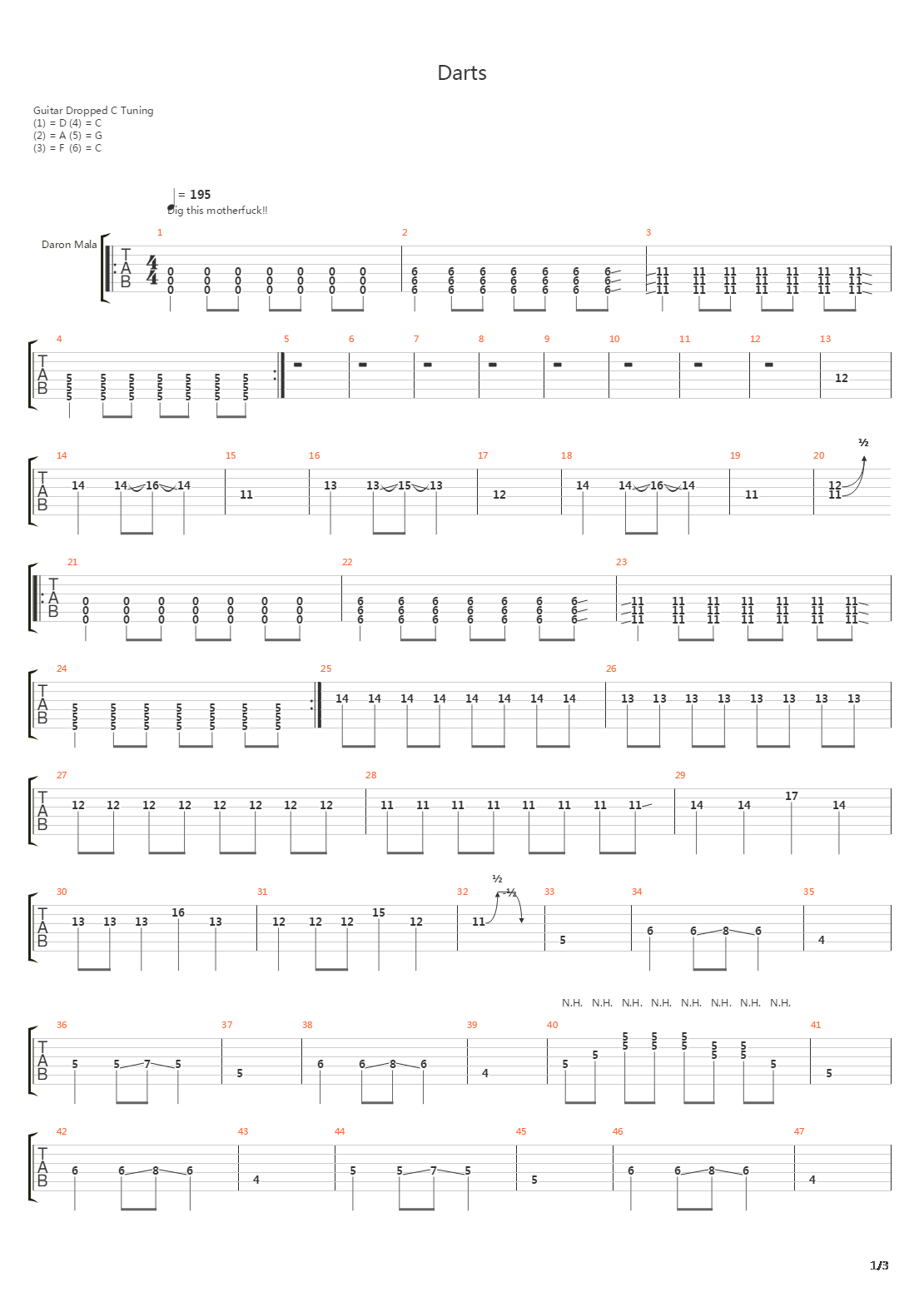 Darts吉他谱