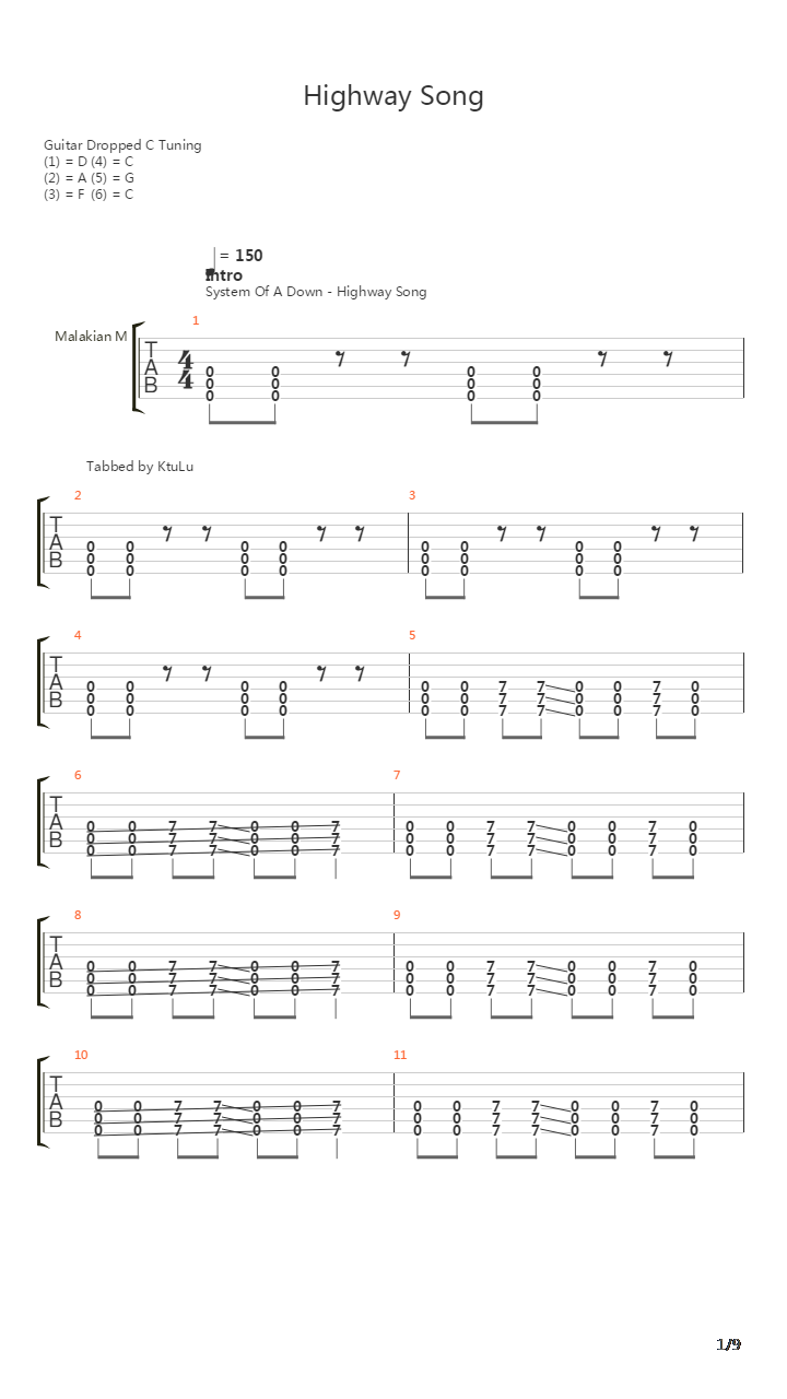 Highway Song吉他谱
