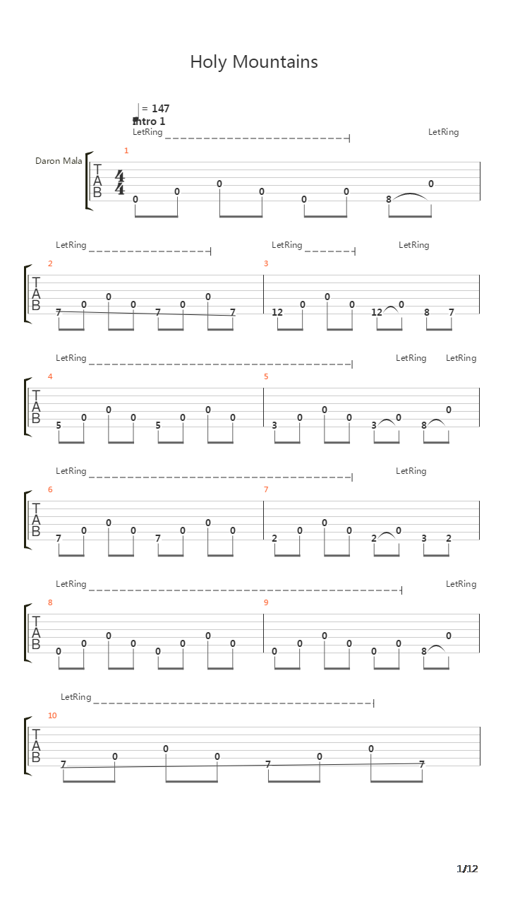 Holy Mountain吉他谱