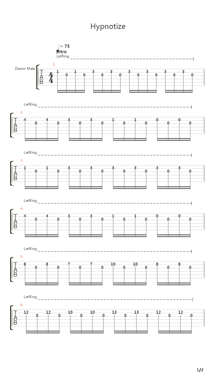 Hypnotize吉他谱