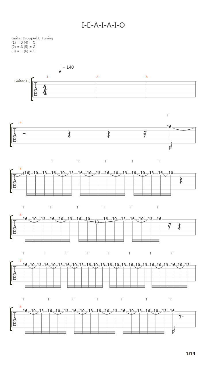 I-e-a-i-a-i-o吉他谱