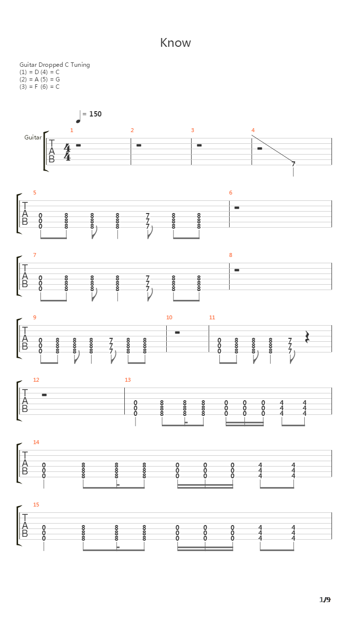 Know吉他谱
