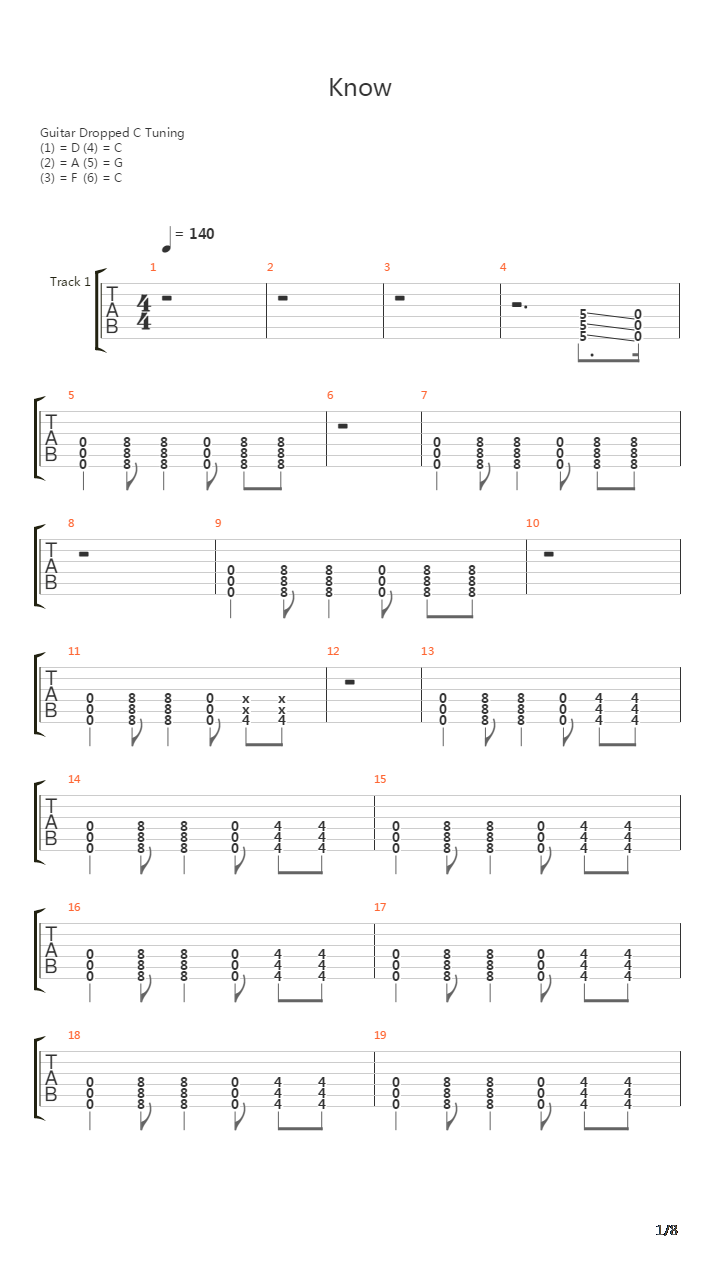 Know吉他谱