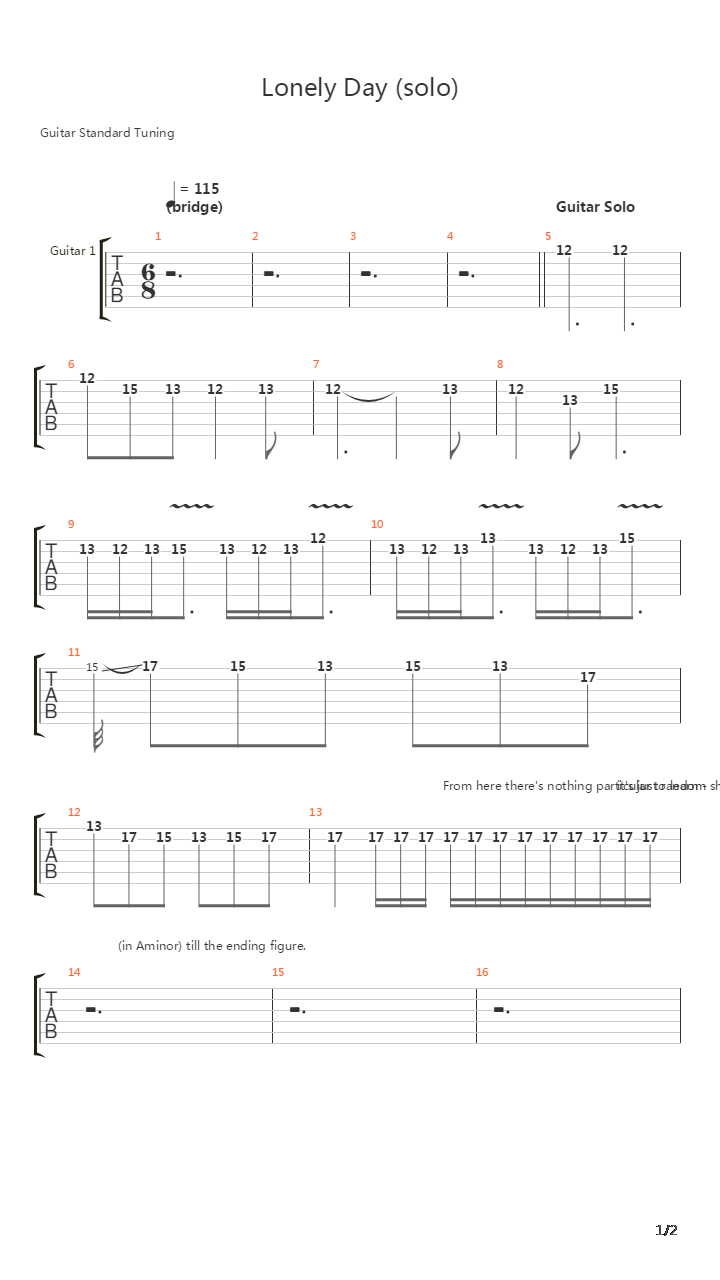 Lonely Day吉他谱
