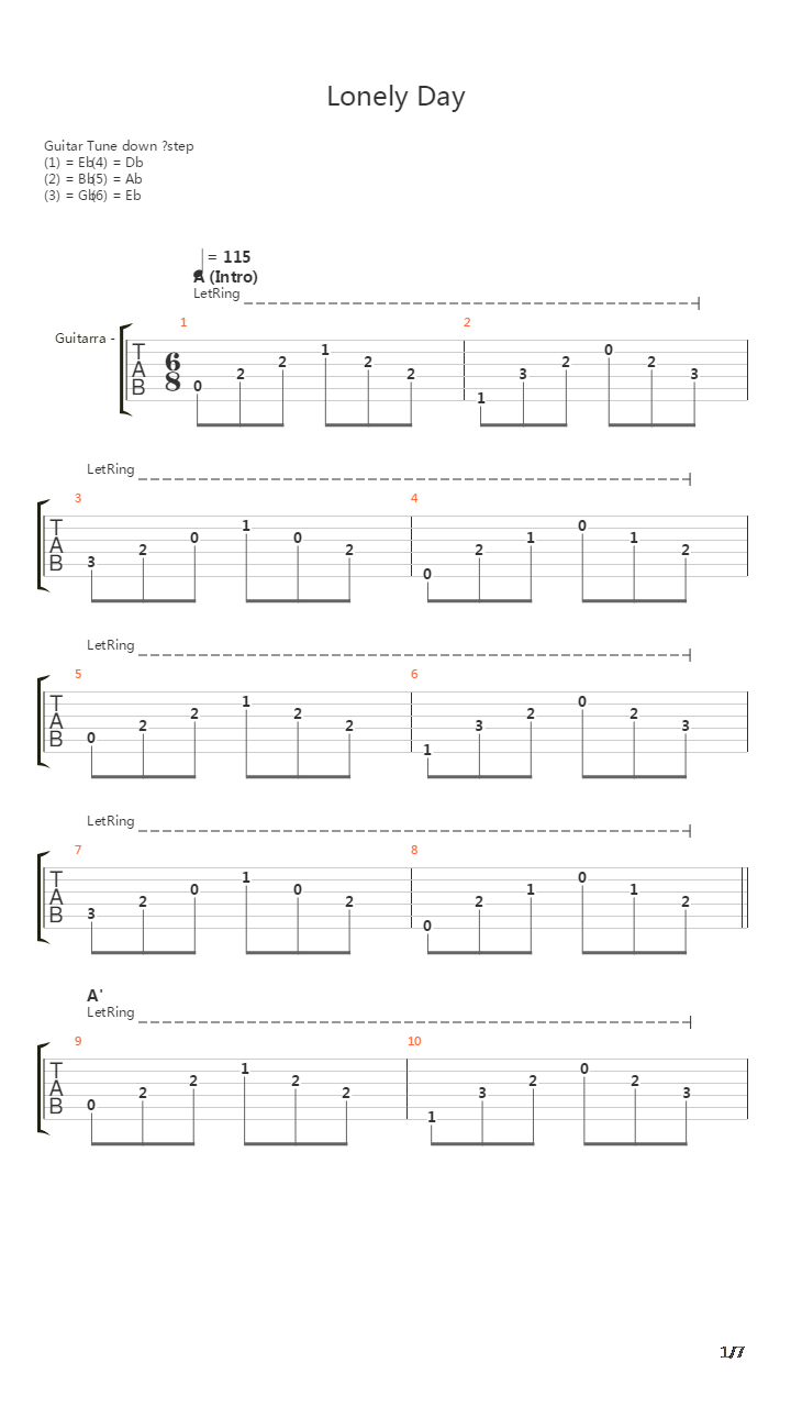 Lonely Day吉他谱