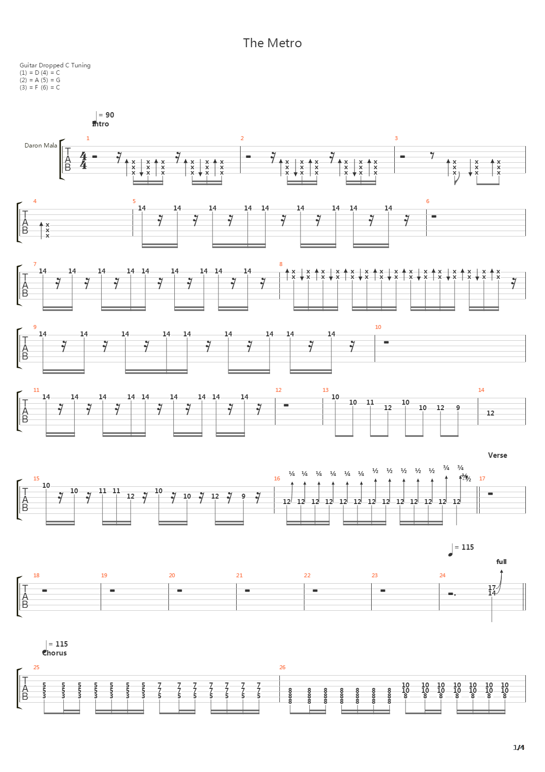 Metro吉他谱