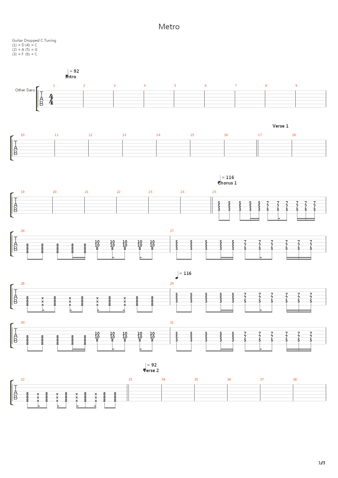 Metro吉他谱