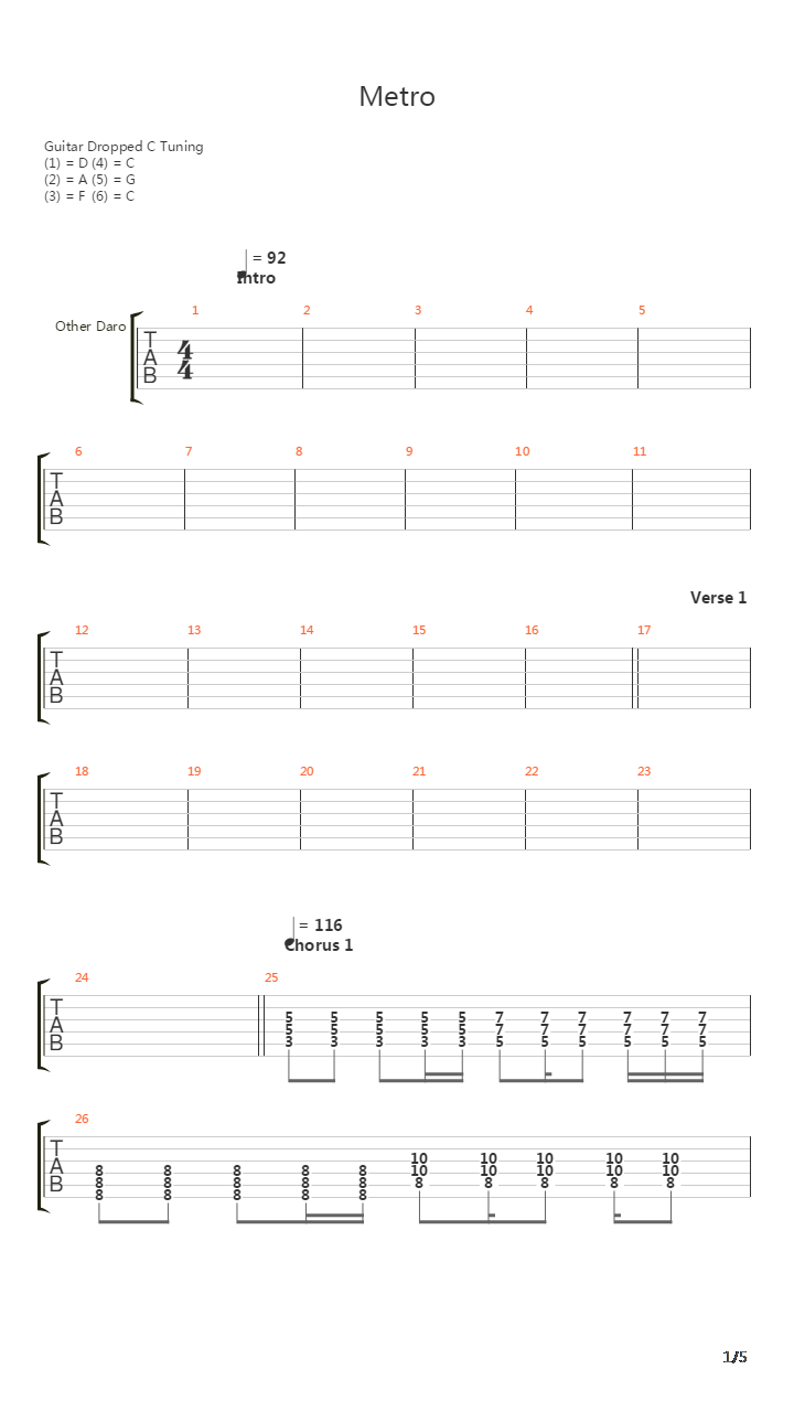 Metro吉他谱