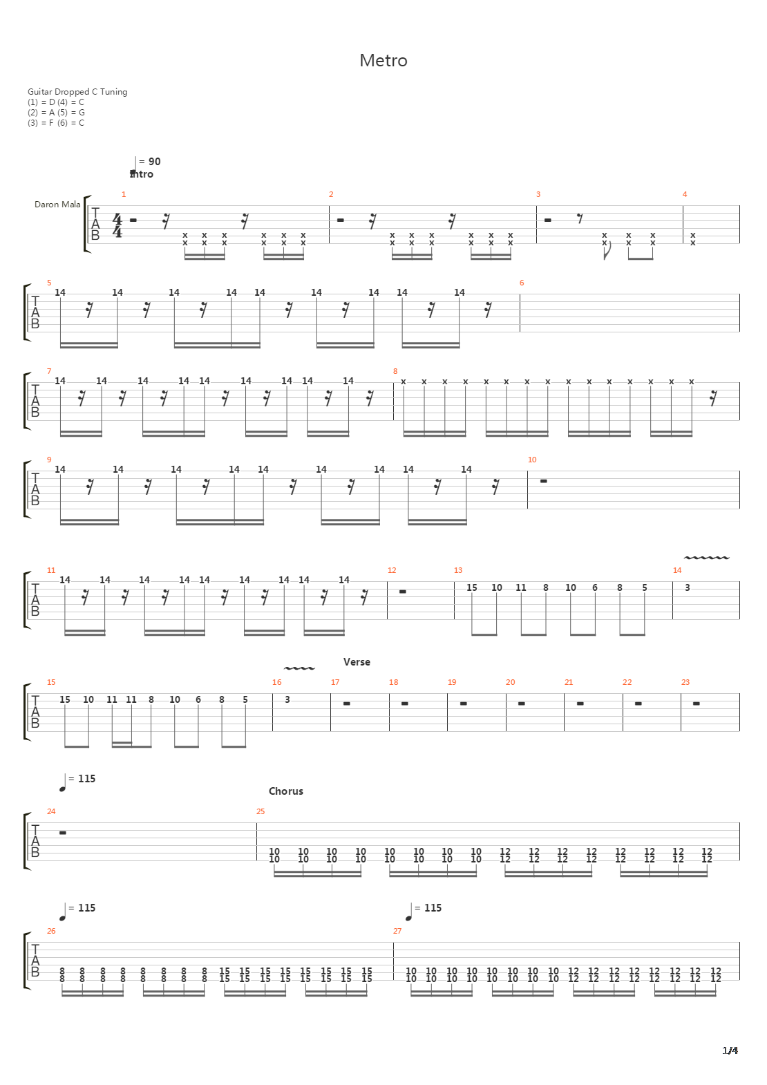 Metro吉他谱