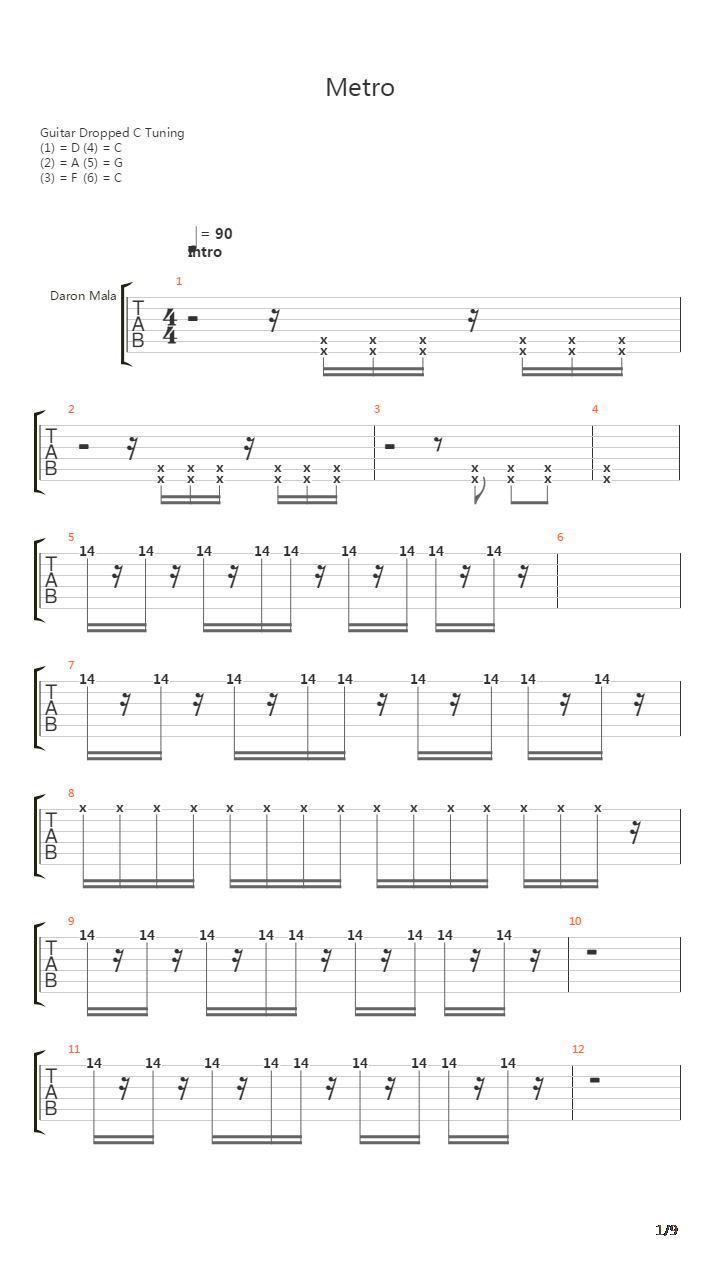 Metro吉他谱